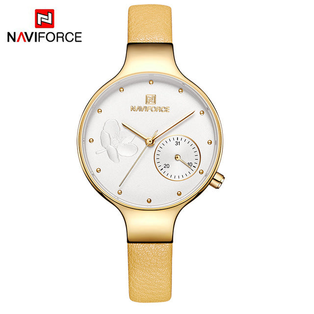 Relógio feminino Naviforce NF5001, para mulheres de bom gosto